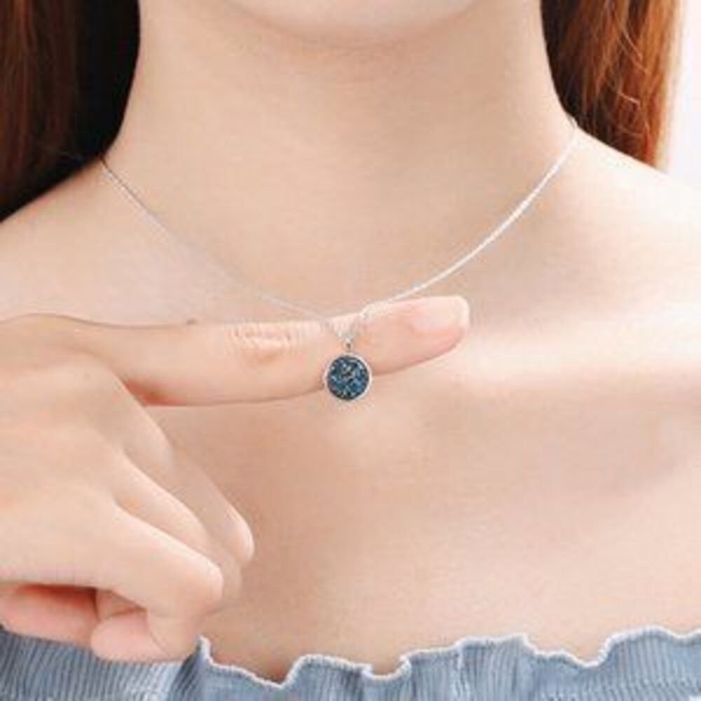 NEW Sterling Silver Blue Druzy Crystal Necklace